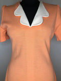 womens  vintage  v-neck design  summer dress  slip on design  rounded collar  retro  peach  orange  MOD  Kweens of Chelsea  dress  60s  1960s  10