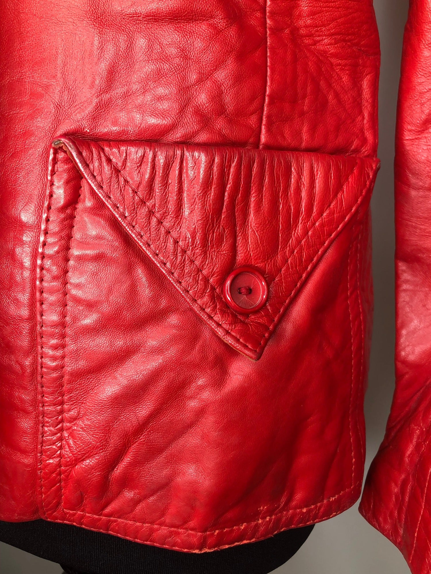 womens jacket  womens coat  womens  waist belt  vintage  Urban Village Vintage  urban village  soft leather  retro  red  pockets  leather stitch  Leather Jacket  Leather Coat  Leather  Jacket  dagger collar  coat  button down  button  brown leather  big collar  8  70s  70  1970s