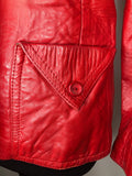 womens jacket  womens coat  womens  waist belt  vintage  Urban Village Vintage  urban village  soft leather  retro  red  pockets  leather stitch  Leather Jacket  Leather Coat  Leather  Jacket  dagger collar  coat  button down  button  brown leather  big collar  8  70s  70  1970s