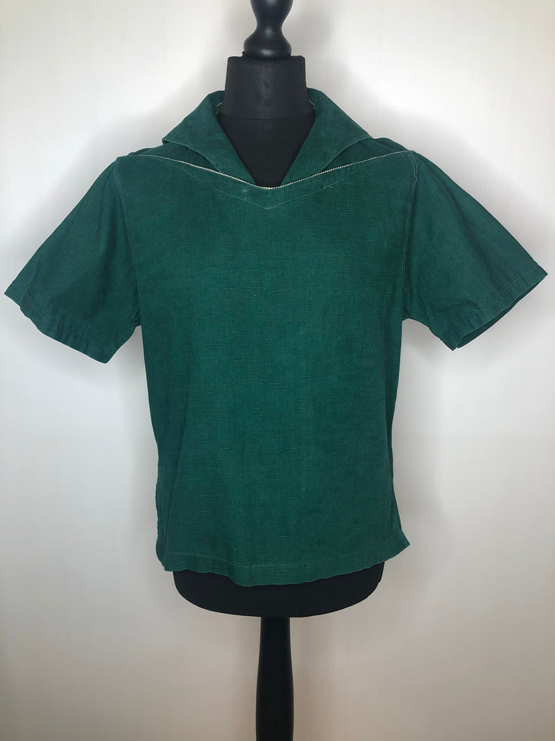 vintage  Urban Village Vintage  top  short sleeves  polo top  Mentor  mens  M  green  dark green  collar  50s  50  1950s