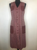 Vintage 1970s Button Through Dress with Pockets - Size UK 10