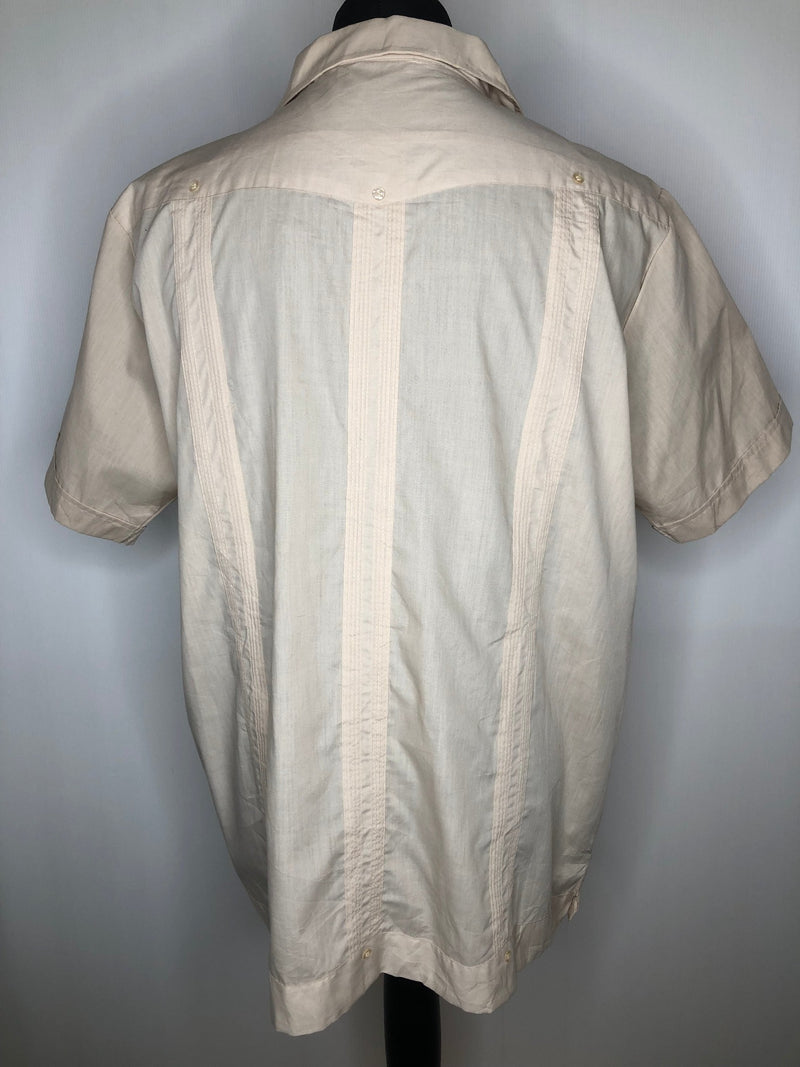 White  vintage  Urban Village Vintage  urban village  summer of love  summer  short sleeved  short sleeve  Shirt  pockets  Mens Shirts  mens  guayabera  front pockets  cuban shirt  cuban  collar  classic pleat  chest pockets  50s style  50s  50  1950s