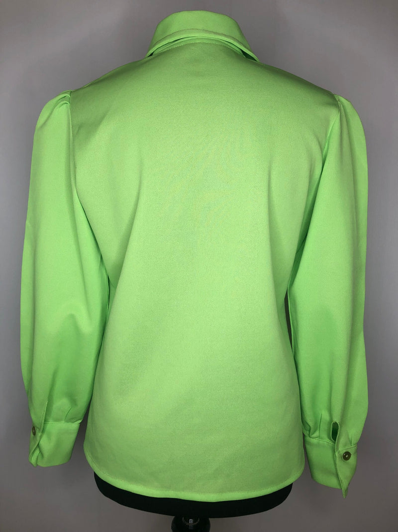 womens shirt  womens  vintage  Urban Village Vintage  urban village  top  Shirt  long sleeve  Green  collar  button  blouse  beagle collar  balloon sleeves  balloon sleeve  60s  1960s  14