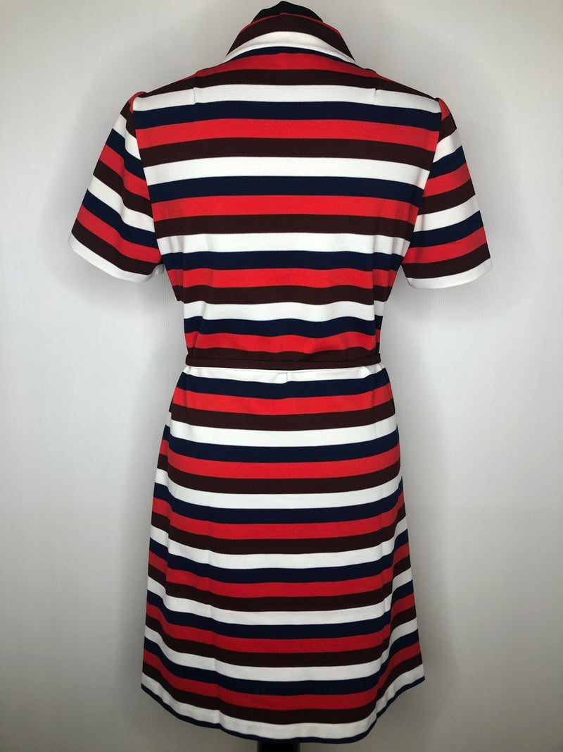 womens  vintage  Urban Village Vintage  urban village  summer dress  summer  striped dress  striped  red  multi  dress  dagger collar  Blue  70s  70  1970s  12