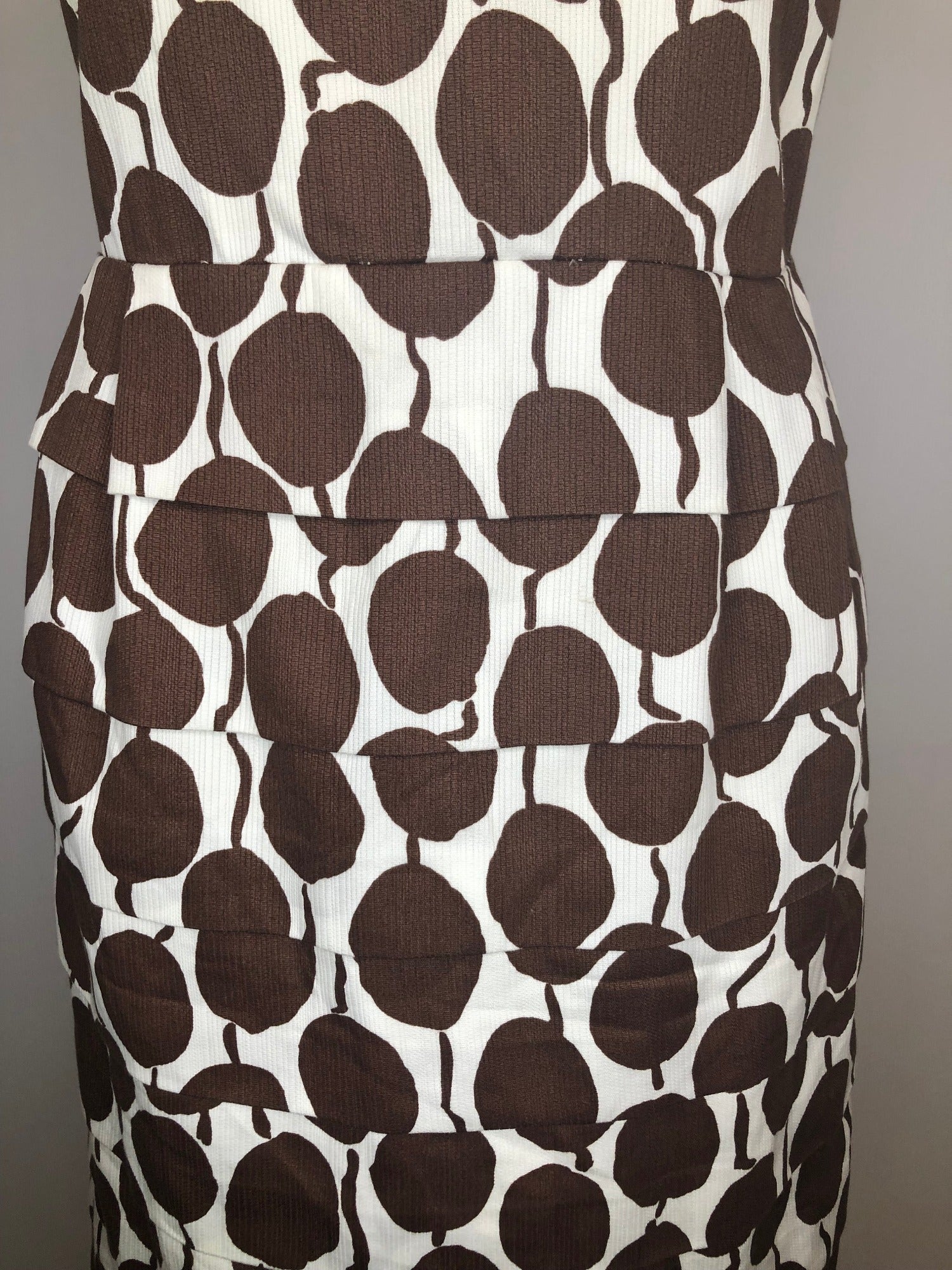 womens  white  vintage  sleevless  retro  polyester  MOD  layered  dress  circle print  brown  back zip  60s  1960s  12