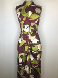 Rare 1970s Psychedelic Female Novelty Print Flared Jumpsuit - Size UK 10