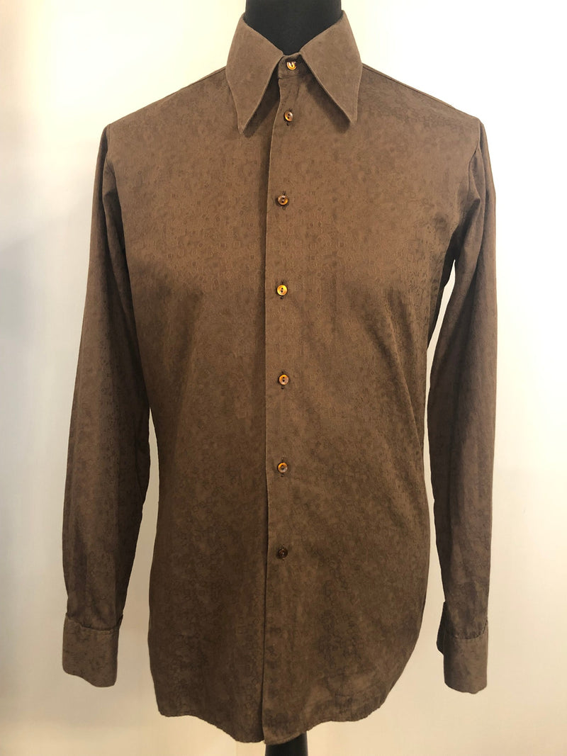vintage  Urban Village Vintage  urban village  Shirt  patterned  Mens Shirts  mens  M  long sleeves  Long sleeved top  long sleeve  dagger collar  dagger  button down  button  brown  Beltex  autumnal  70s  1970s