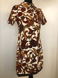 womens  white  vintage  short sleeved  retro  red  pussy bow  print dress  orange  multi  MOD  ethnic print  dress  blue  60s  1960s  10
