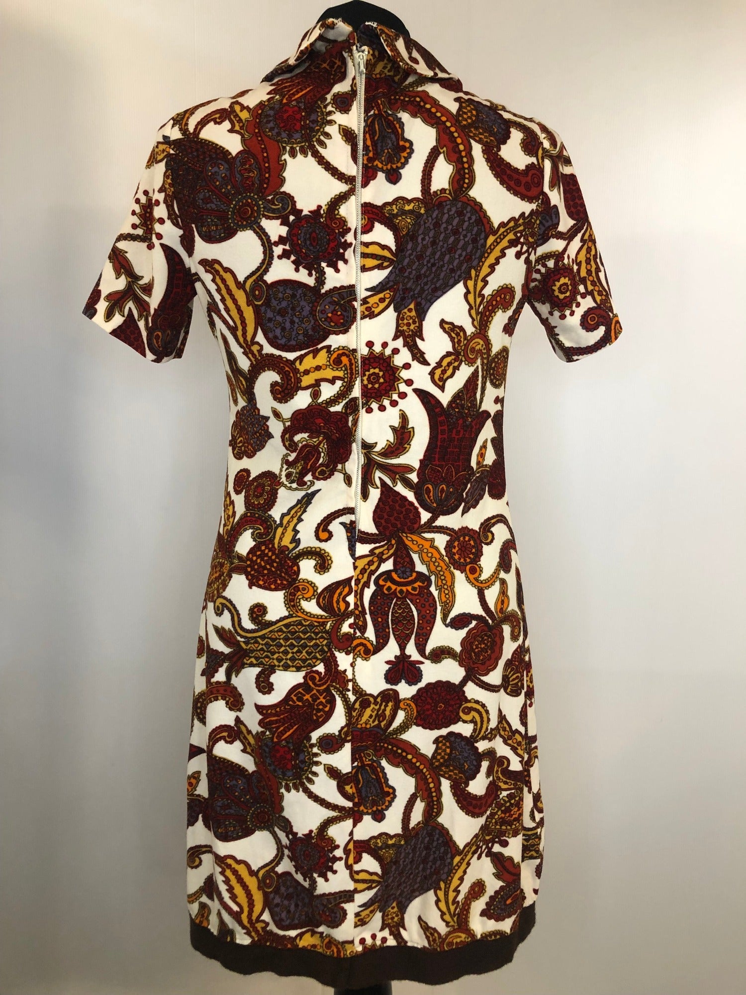 womens  white  vintage  short sleeved  retro  red  pussy bow  print dress  orange  multi  MOD  ethnic print  dress  blue  60s  1960s  10