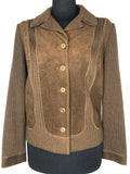 womens  Urban Village Vintage  urban village  suede  pockets  long sleeve  knitted  knit  jacket  Ina Modell  cardigan  cardi  brown  60s  1960s  14