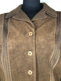 womens  Urban Village Vintage  urban village  suede  pockets  long sleeve  knitted  knit  jacket  Ina Modell  cardigan  cardi  brown  60s  1960s  14
