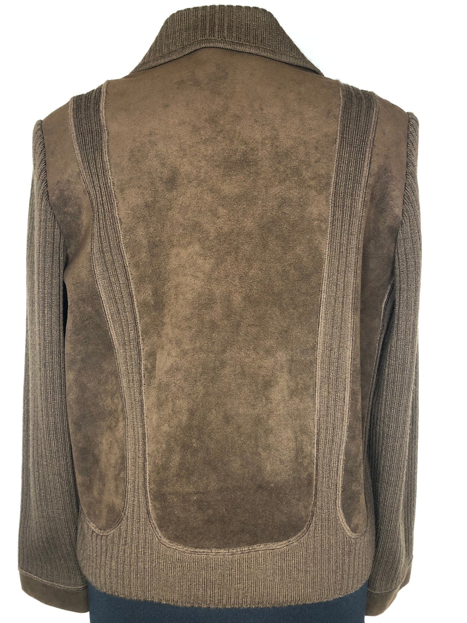 womens  Urban Village Vintage  urban village  suede  pockets  long sleeve  knitted  knit  jacket  Ina Modell  cardigan  cardi  brown  60s  1960s  14