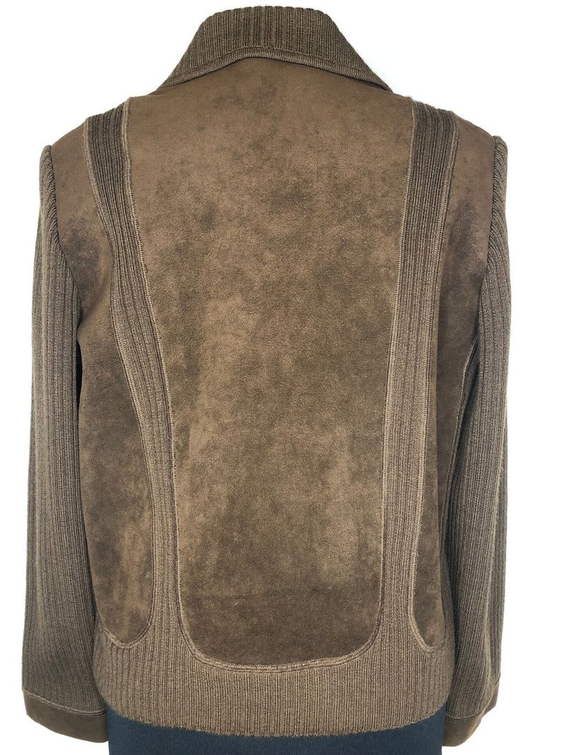 womens  Urban Village Vintage  urban village  suede  pockets  long sleeve  knitted  knit  jacket  Ina Modell  cardigan  cardi  brown  60s  1960s  14