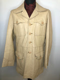 vintage  safari style  Safari jacket  safari  mens  Leather Jacket  Leather  L  Jacket  Fitted  camel  Belted waist  belted jacket  belted  beige  70s  1970s