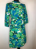 womens  vintage  sleevless  retro  pockets  multi  MOD  Green  dress  cowl neck  cowl  back zip  60s  1960s  10