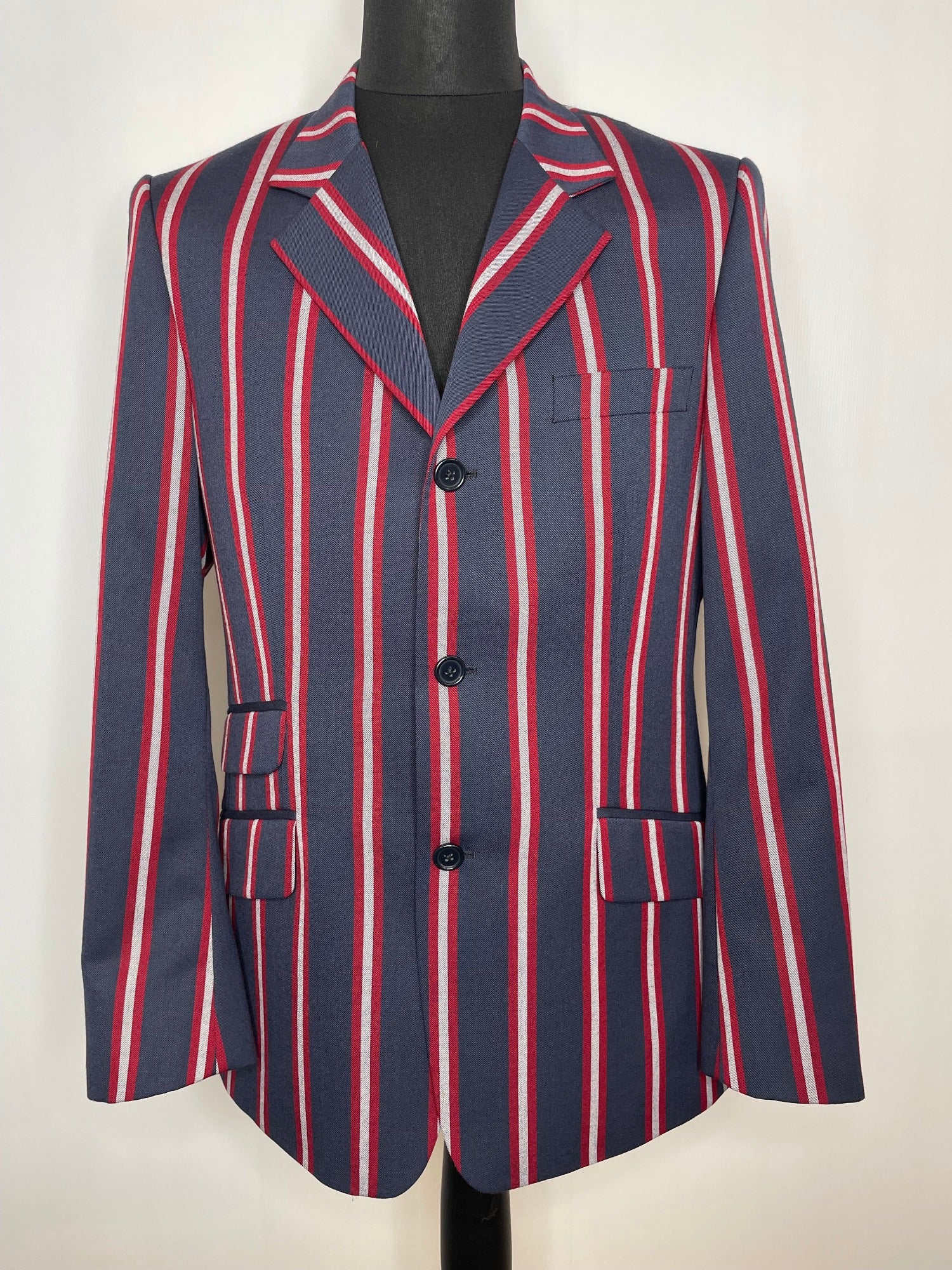 vintage  Stripes  striped  Navy  mod jacket  mod blazer  MOD  Merc London  merc  Mens jacket  mens  large  Jacket  burgundy  boating jacket  blue  Blazer  60s  42  1960s