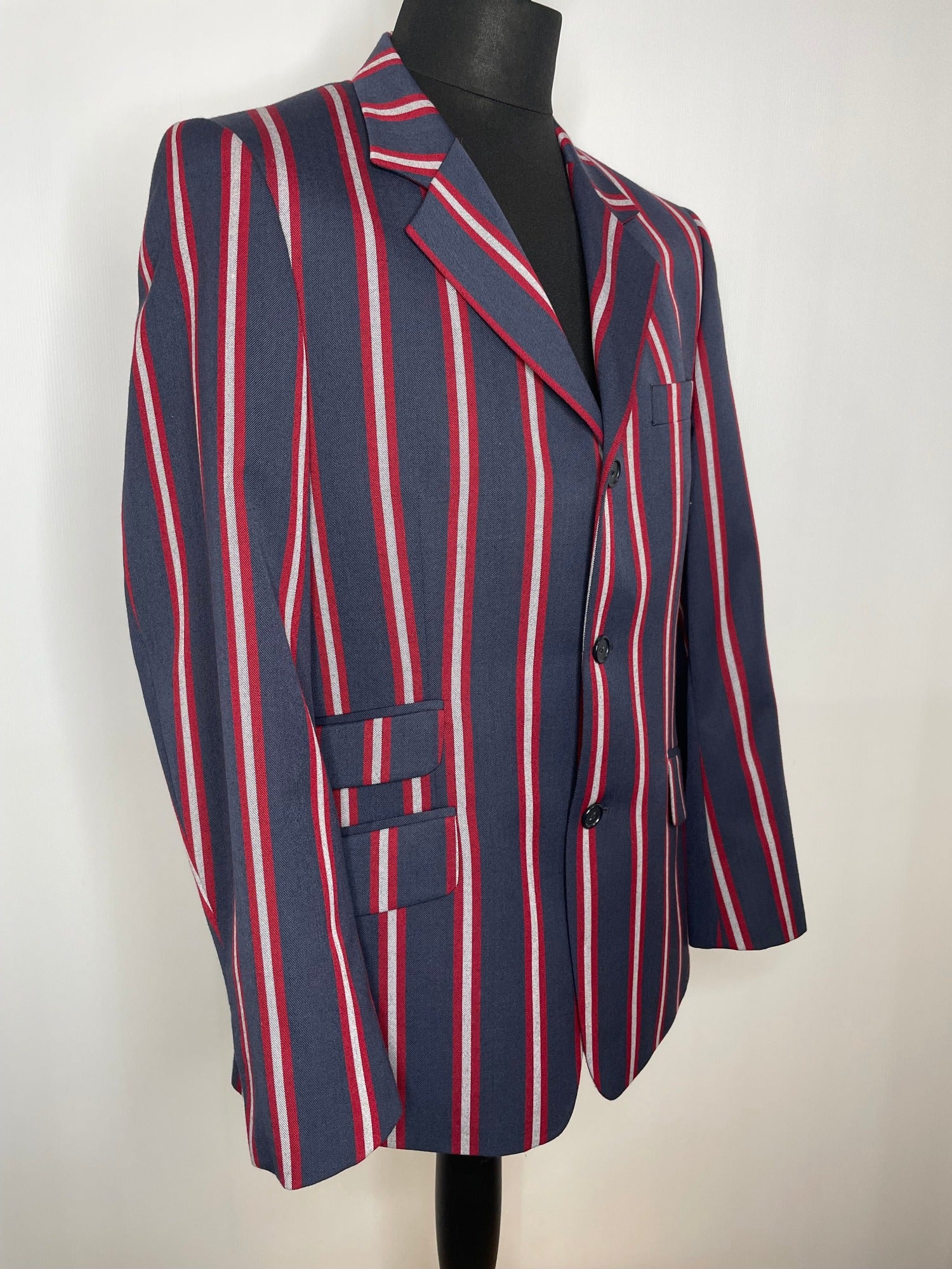 vintage  Stripes  striped  Navy  mod jacket  mod blazer  MOD  Merc London  merc  Mens jacket  mens  large  Jacket  burgundy  boating jacket  blue  Blazer  60s  42  1960s