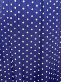 zip back  ww2  WW11  woodstock  womens  white polka dot  white  vintage  urban village  round collar  rockabilly  retro  pussy bow  princess diana  Polka Dot  pin up  neck tie  Navy  long length  long dress  long  bow tie collar  bow tie  Blue  70s  70  1970s  1950s  1940s  14