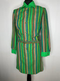 womens  waist belt  vintage  stripey  Stripes  striped  stripe  shirt collar  scooter dress  scooter  retro  red  Rainbow  pink  modette  MOD  midi  long sleeve  high neck  Herringbone  Green  dress  belted dress  70s  1970s  12