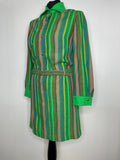 womens  waist belt  vintage  stripey  Stripes  striped  stripe  shirt collar  scooter dress  scooter  retro  red  Rainbow  pink  modette  MOD  midi  long sleeve  high neck  Herringbone  Green  dress  belted dress  70s  1970s  12