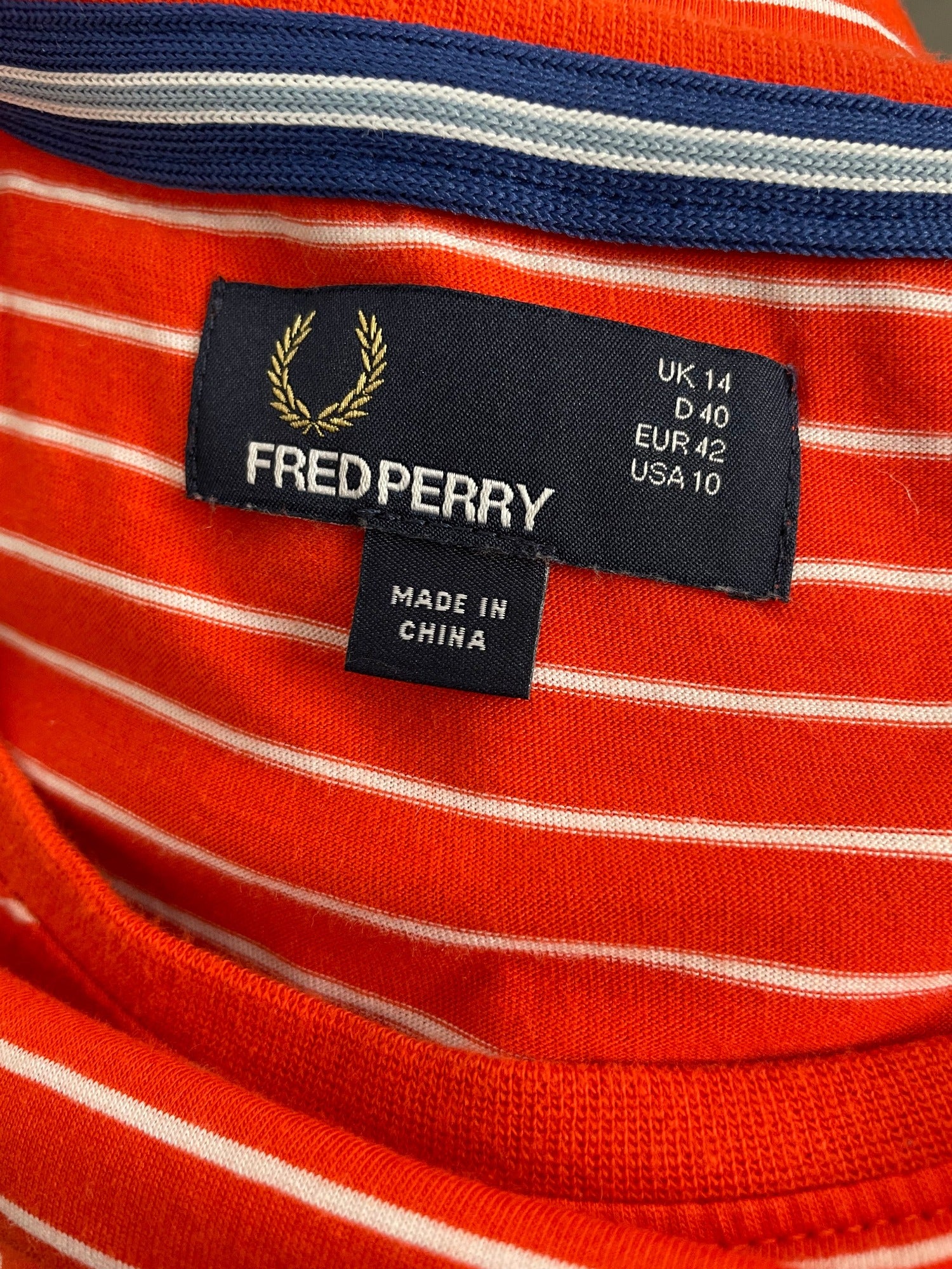 white  vintage  Urban Village Vintage  urban village  top  tee  t shirt  summer top  summer  stripey  Stripes  striped  stripe  short sleeved  short sleeve  retro  Red  MOD  Fred Perry  crew neck  Cotton  breton  14