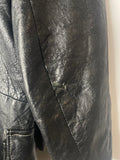 womens jacket  womens coat  womens  vintage  urban village  soft leather  small  pockets  Leather Jacket  Leather  large collar  Jacket  button down  button  Black Leather  Black Jacket  black  Belted waist  belted jacket  8  70s  70  1970s