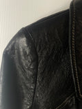 womens jacket  womens coat  womens  vintage  urban village  soft leather  small  pockets  Leather Jacket  Leather  large collar  Jacket  button down  button  Black Leather  Black Jacket  black  Belted waist  belted jacket  8  70s  70  1970s