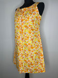 Yellow  womens  vintage  trapeze dress  trapeze  shift dress  shift  retro  psychedelic  orange  MOD  mini dress  mini  floral print  floral dress  floral  festival  dress  daisy print  daisy  A-Line  60s  1960s  10