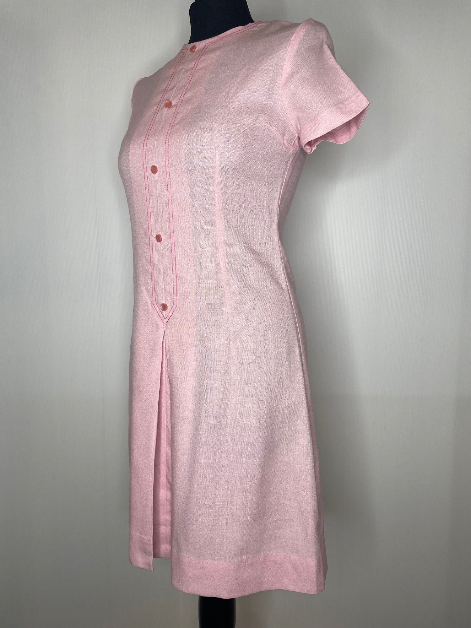 zip back  womens  vintage  Urban Village Vintage  short sleeved  short sleeve  short dress  scooter dress  scooter  pink  modette  MOD  mini dress  long sleeved  lace up  dress  dolly dress  dolly  8  60s  6-8  6  1960s