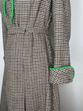 wool dress  wool  womens  vintage  Urban Village Vintage  urban village  secretary dress  secretary  scooter  round collar  retro  MOD  long sleeve  Green  dress  collared dress  collared  collar dress  collar  club check  brown  Aquascutum  8  70s  60s  6-8  6  1970s  1960s