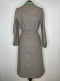 wool dress  wool  womens  vintage  Urban Village Vintage  urban village  secretary dress  secretary  scooter  round collar  retro  MOD  long sleeve  Green  dress  collared dress  collared  collar dress  collar  club check  brown  Aquascutum  8  70s  60s  6-8  6  1970s  1960s