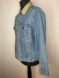XL  vintage  Urban Village Vintage  urban village  mens  long sleeve  levis strauss  levis  levi strauss  levi  leather collar  Denim jacket  denim  collar  button  blue