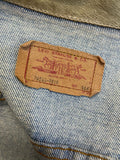 XL  vintage  Urban Village Vintage  urban village  mens  long sleeve  levis strauss  levis  levi strauss  levi  leather collar  Denim jacket  denim  collar  button  blue