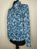 womens  white  vintage  Urban Village Vintage  urban village  top  Shirt  retro  modette  MOD  long sleeves  long sleeve  geometric print  geometric  dagger collar  collar  blue  blouse  big collar  70s  70  1970s  14