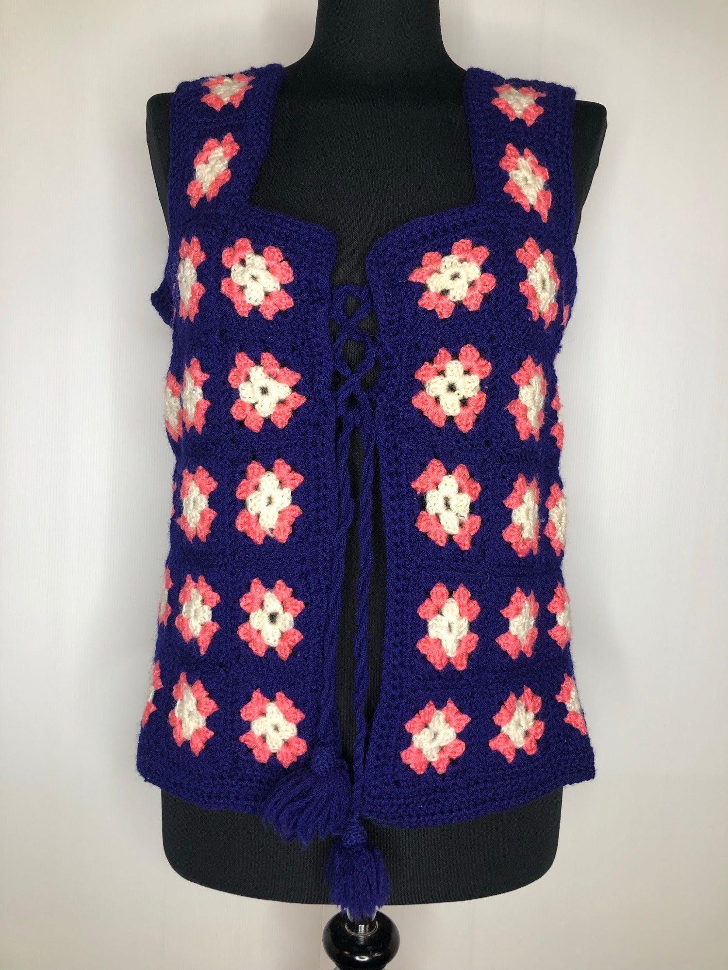 womens  vintage  Urban Village Vintage  urban village  tunic top  top  multi  MOD  knit  floral  blue  60s  1960s  12