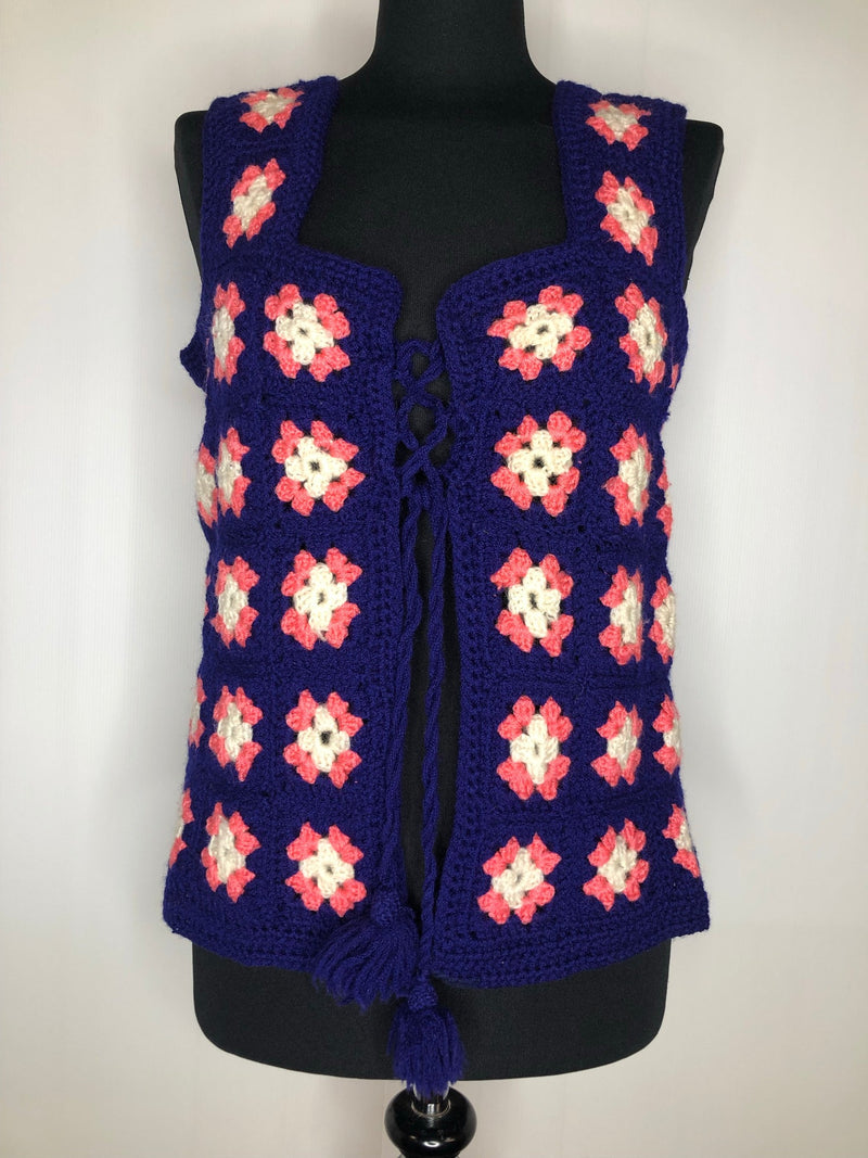 womens  vintage  Urban Village Vintage  urban village  tunic top  top  multi  MOD  knit  floral  blue  60s  1960s  12