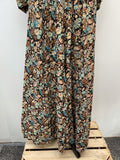 womens  vintage  Urban Village Vintage  urban village  retro  maxi dress  maxi  long sleeves  long sleeve  high neck  floral print  floral dress  floral  dress  collared dress  collared  collar dress  collar  brown  boho  bohemian  blue  big collar  back zip  8  70s  1970s