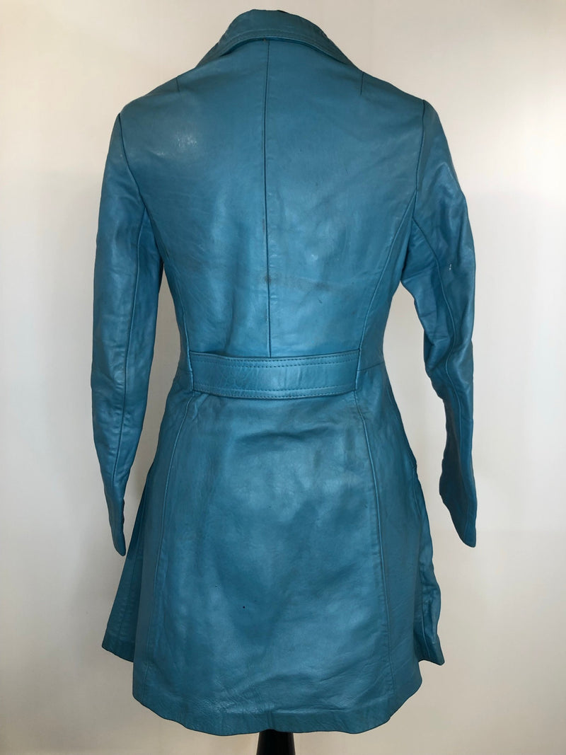 womens coat  womens  vintage  Urban Village Vintage  Suede Court  MOD  Leather Coat  leather  jacket  coat  blue  60s  1960s  10