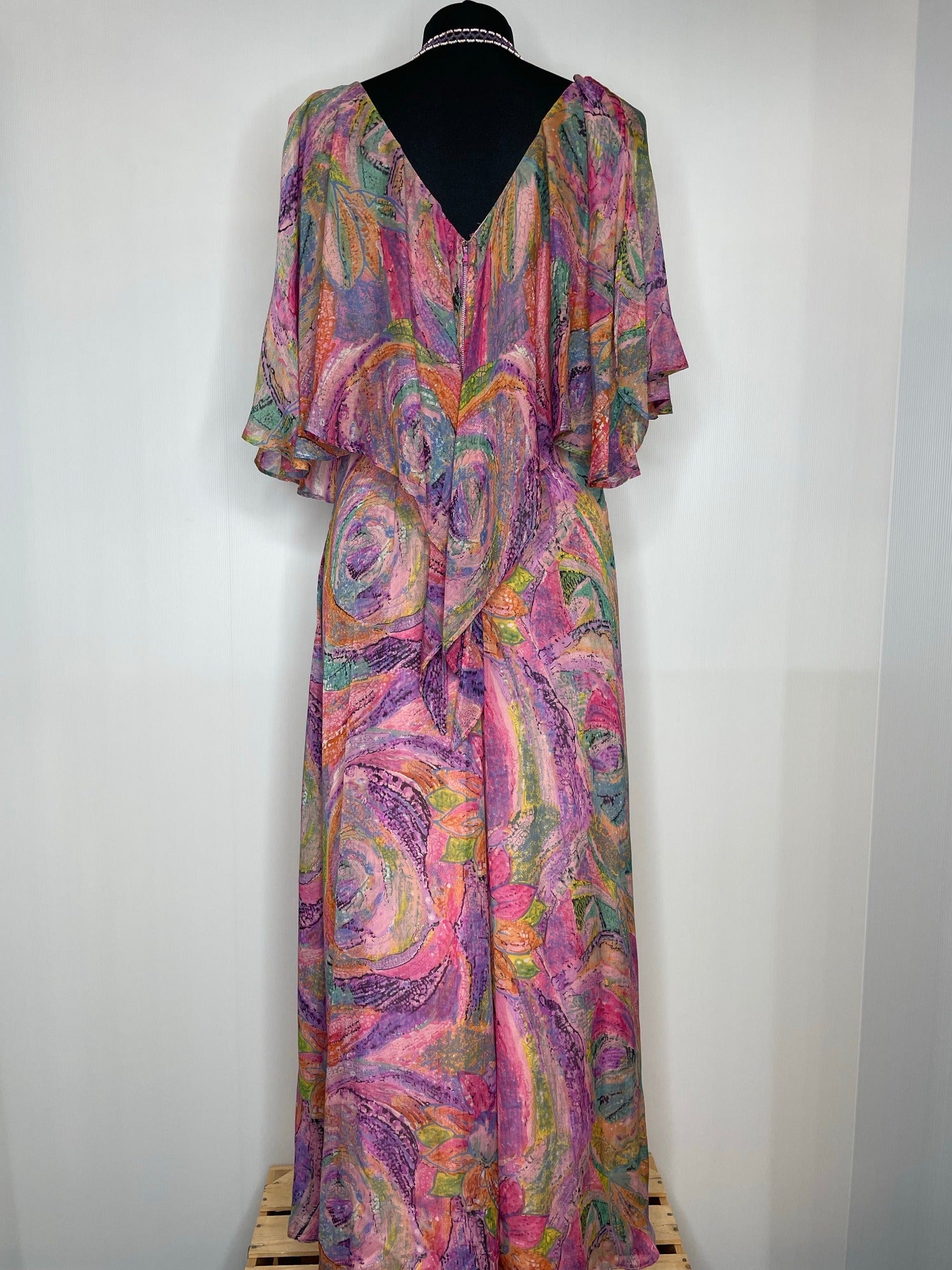 womens  wedding dress  wedding  vintage  Urban Village Vintage  summer dress  summer  purple  psychedelic  psych  pink  pastel  maxi dress  maxi  long dress  flutter sleeves  floral dress  floral  dress  10