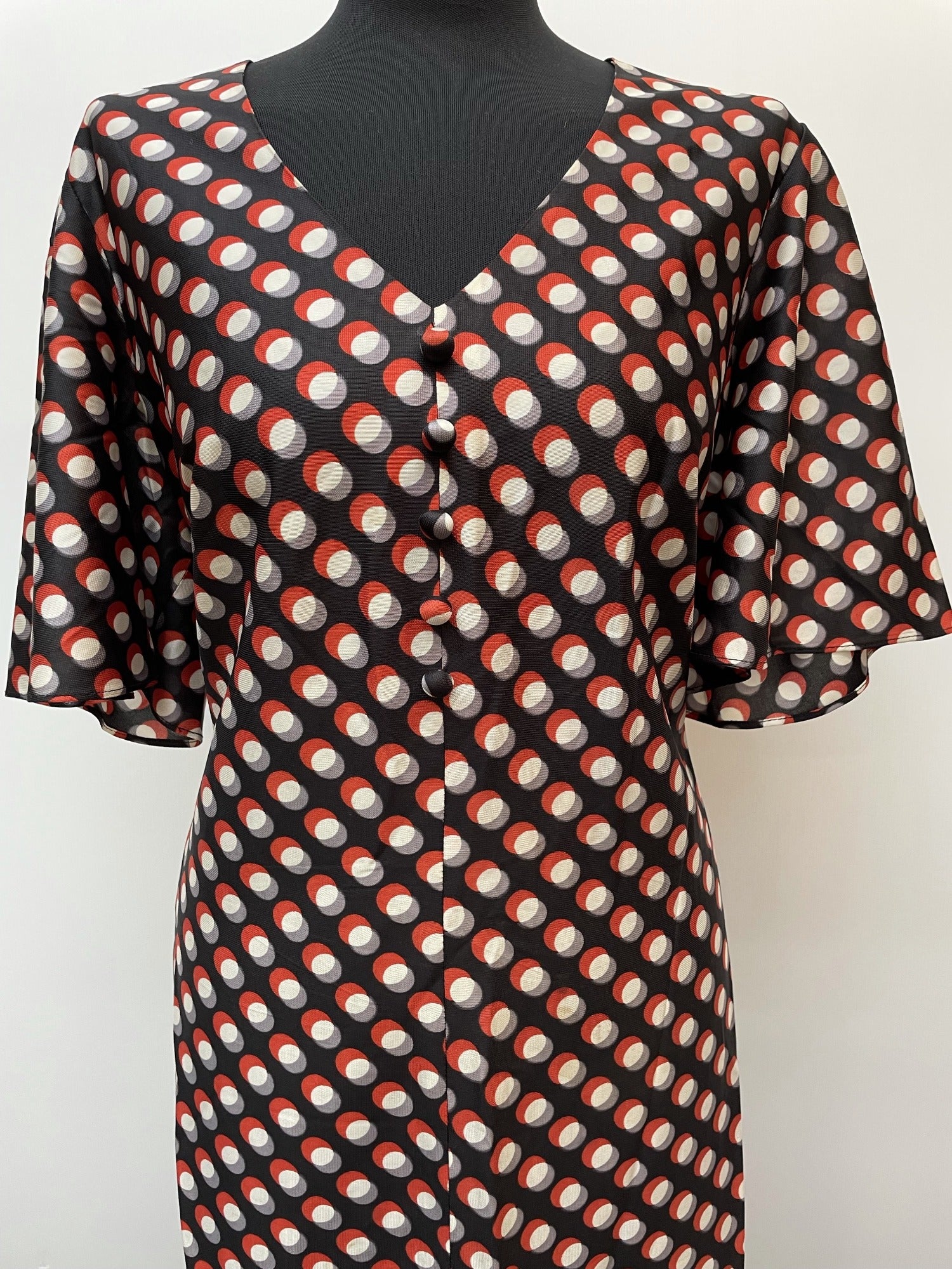 womens  vintage  Urban Village Vintage  urban village  short sleeved  short sleeve  maxi dress  maxi  clifton  circle print  circle  back zip  70s  1970s  14
