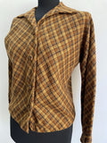 womens  vintage  Urban Village Vintage  urban village  long sleeve  lightweight jacket  lightweight  cropped  crop jacket  collared  collar  checkered  checked  check jacket  check  cardigan  brown  big collar  50s style  50s  50  1950s  14