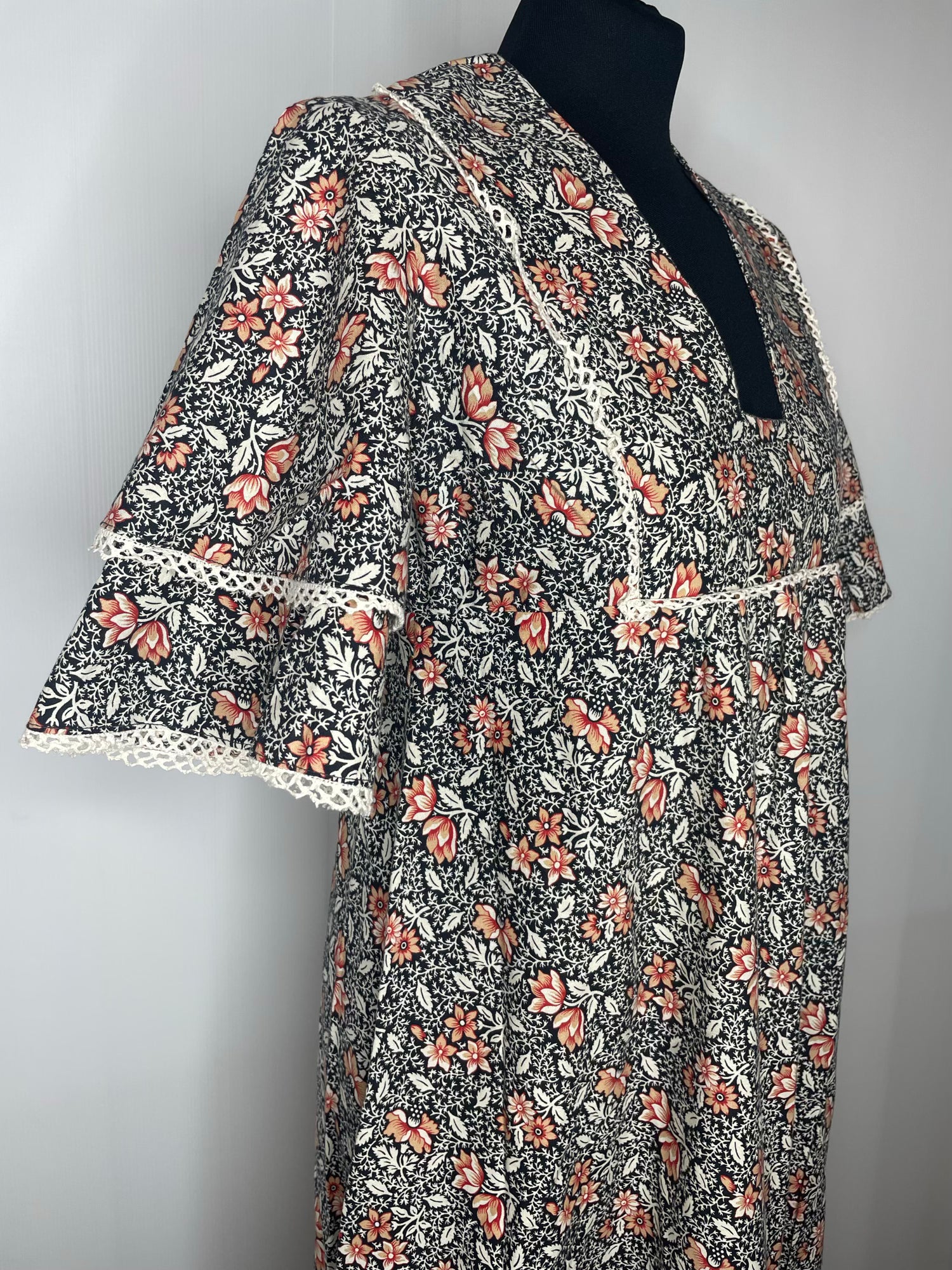 woodstock  womens  william morris  vintage  Urban Village Vintage  urban village  tiered  summer dress  summer  maxi dress  long dress  hippy  hippie  flutter  festival  English Lady  empire waist  empire line  empire  dress  boho  70s  1970s  12