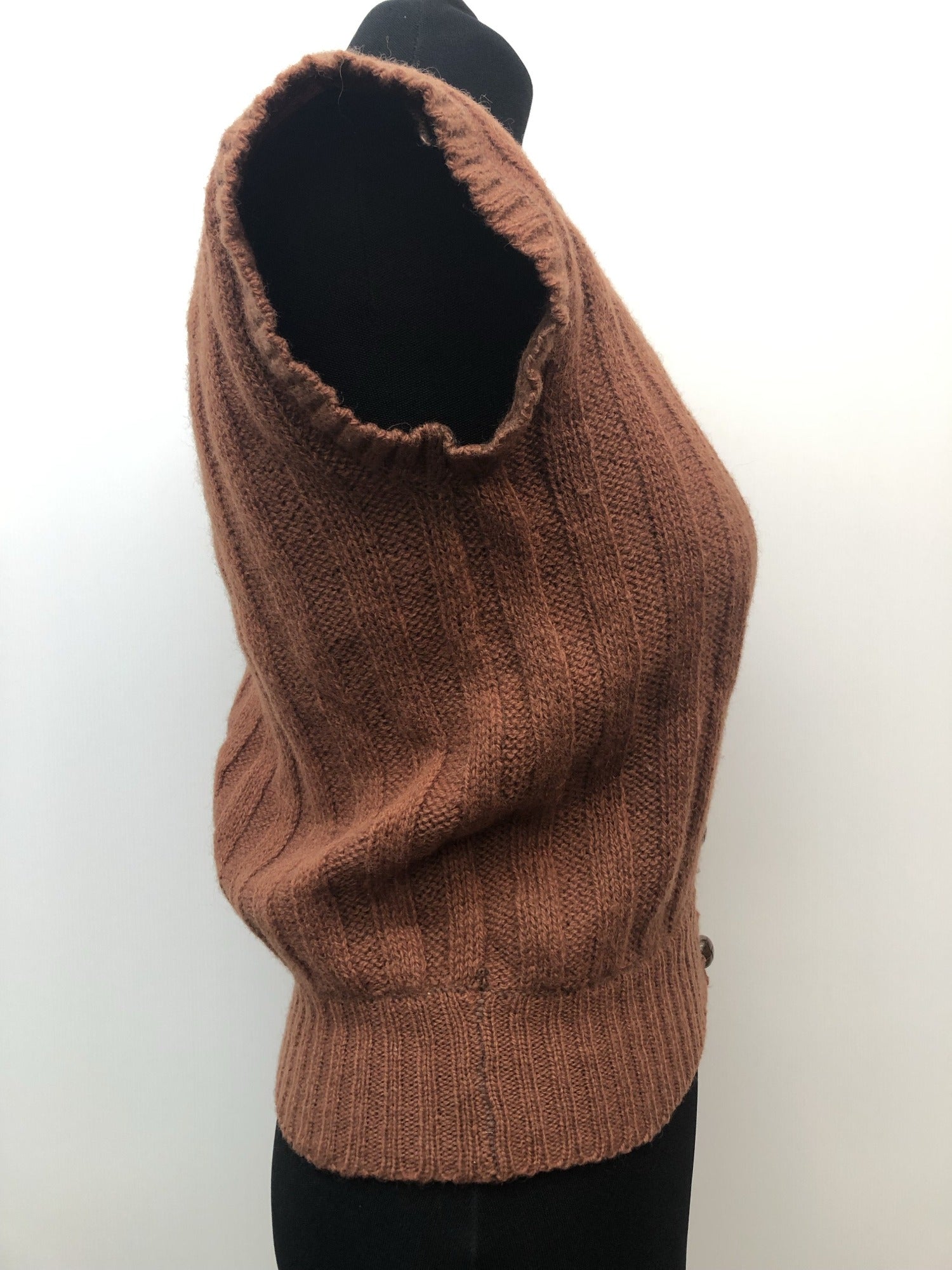 Workwear  womens  vest  Urban Village Vintage  Tank Top  sweater  Size Large  Jeffrey Rogers  cardigan  cap sleeve  brown  8  70s  1970s
