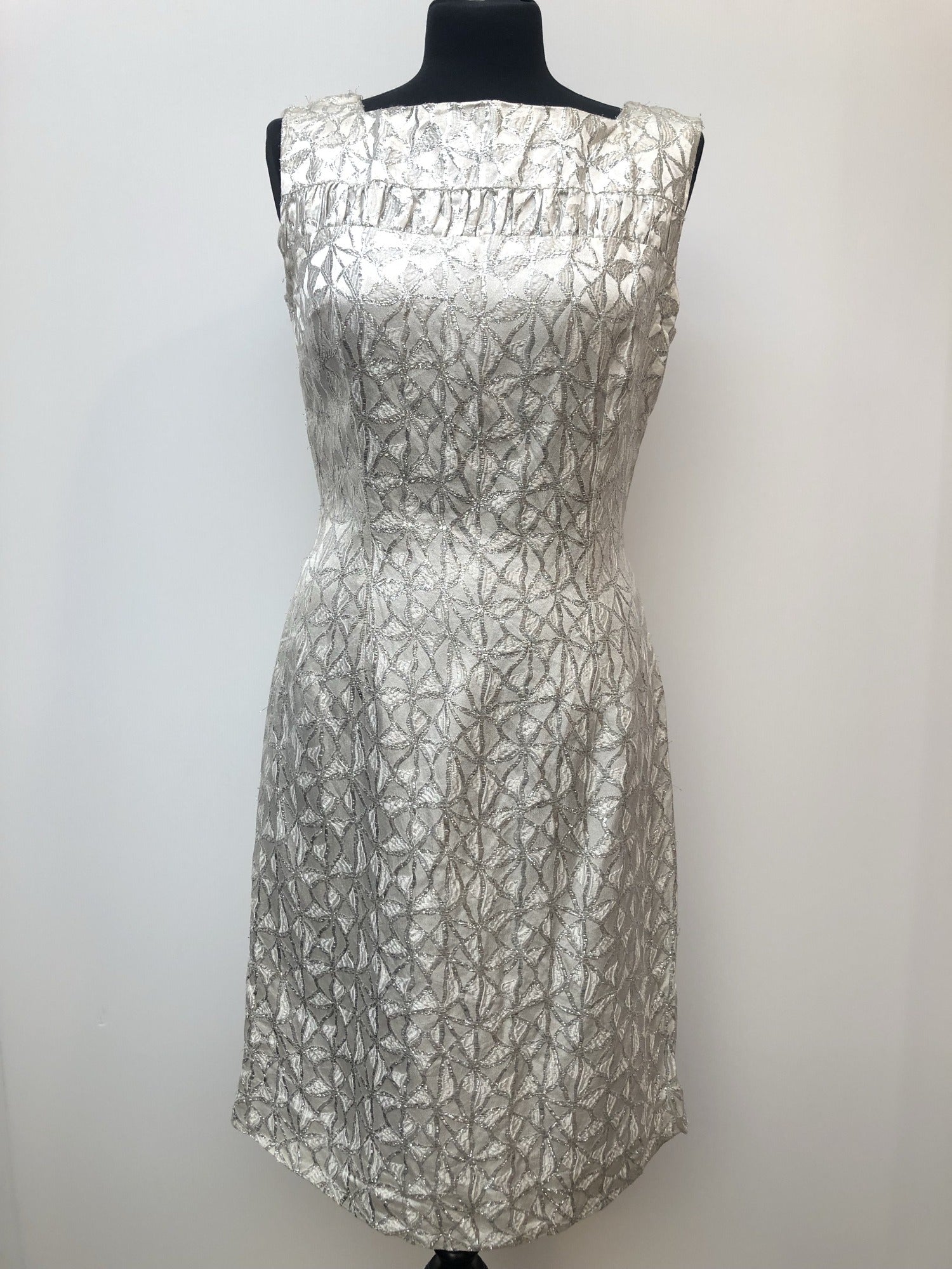 zip  womens  vintage  Urban Village Vintage  urban village  silver dress  silver  floral dress  dress  back zip  all in one  70s  1970s  10