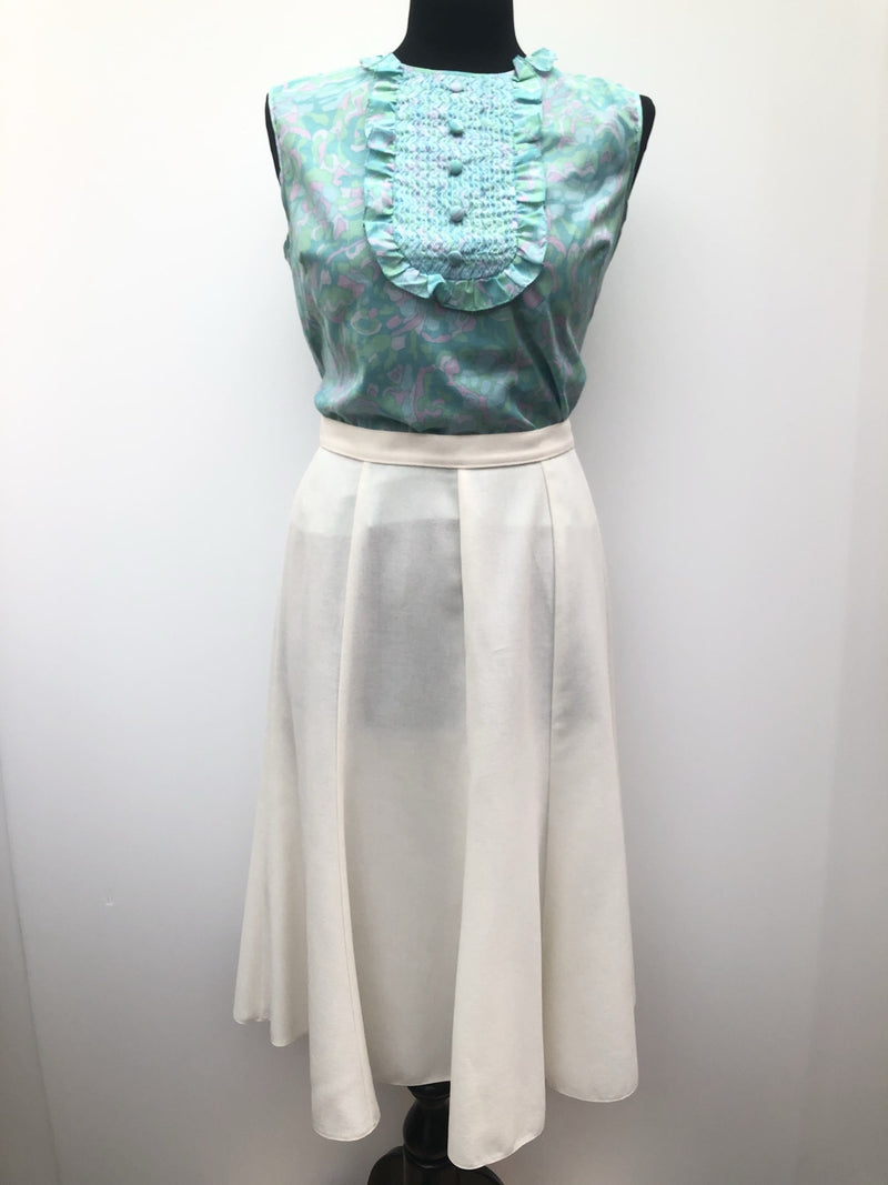 zip  womens  vintage  Urban Village Vintage  urban village  St Michael  Skirts  skirt  pleat detailing  cream  70s  1970s  10