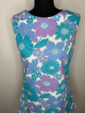 zip back  woodstock  womens  white  vintage  Urban Village Vintage  tunic  sleeveless  short dress  scooter dress  scooter  purple  pink  modette  MOD  mini dress  micro mini  hippy  hippie  flower power  flower  floral print  floral  festival  dress  dolly dress  dolly  daisy  8  60s  1960s  10