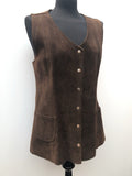 womens jacket  womens coat  womens  waistcoat  vintage  vest  Urban Village Vintage  summer  Suede Jacket  Suede  scalloped  press stud fastening  Jacket  decorative buttons  dark brown  brown  70  60s  1970s  1960s  12