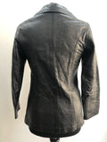 womens jacket  womens coat  womens  vintage  Urban Village Vintage  urban village  soft leather  pockets  pleat back  Leather Jacket  Leather  Jacket  button  Black Leather  Black Jacket  belt  8  70s  70  1970s