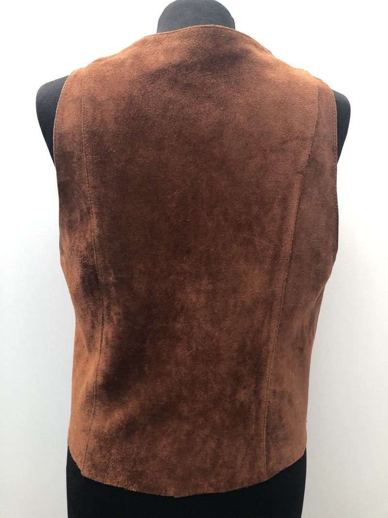 womens jacket  womens coat  womens  waistcoat  vintage  vest  Urban Village Vintage  summer  Suede Jacket  Suede  press stud fastening  Jacket  floral  decorative buttons  brown  70  60s  1970s  1960s  10