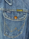 wrangler  western  vintage  pointed collar  medium  M  large collar  jacket  indigo  denim  dagger collar  blue  70  1970s